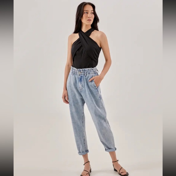 NWT Love Bonito Lana Black Halter Neck Top Linen Cotton Size US 4 or Small - Picture 3 of 8